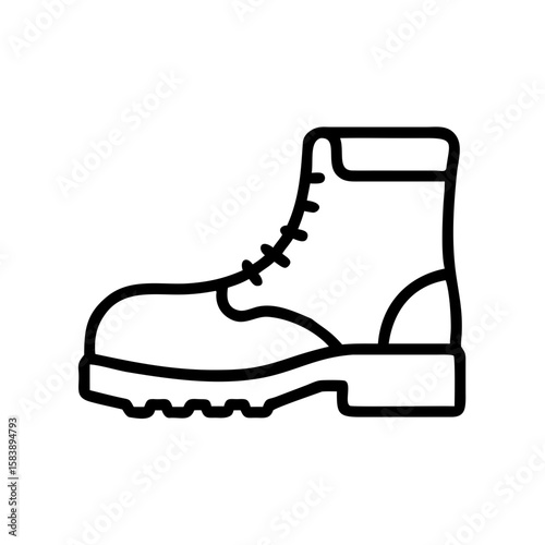 Work boots with dirt in a simple line art style