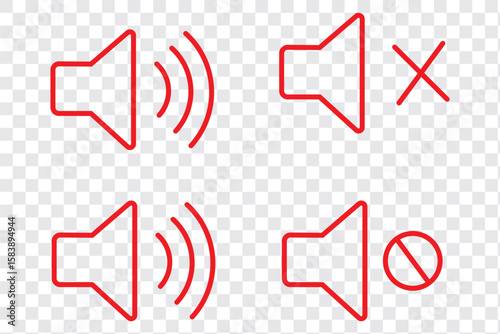 Sound off icon set. Simple sound volume and audio mute mark symbol design illustration. Volume icon set. EPS 10 