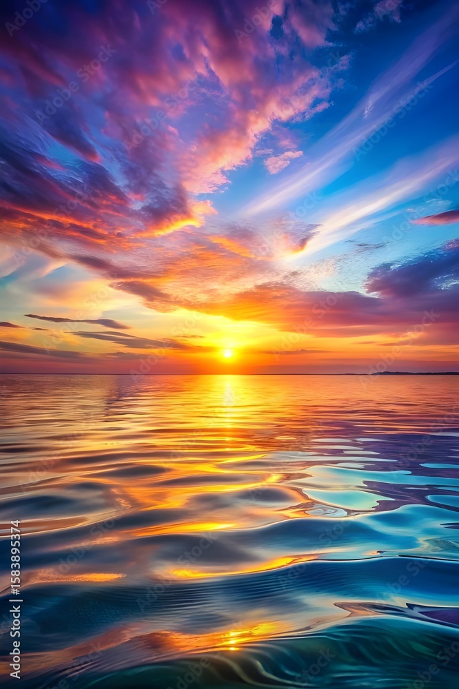 Obraz premium Tranquil Ocean Sunset with Pastel Colors and Serene Ripples – Digital Art