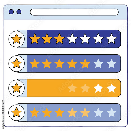 User rating stars interface with five levels