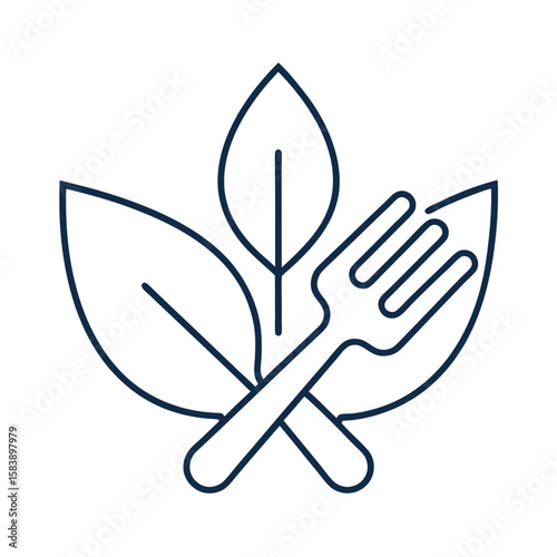 Vegan icon with fork and leaf symbol