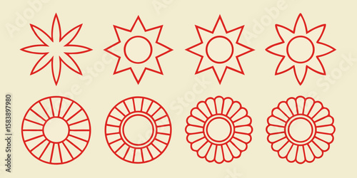 Geometric vector elements in circular sun shapes