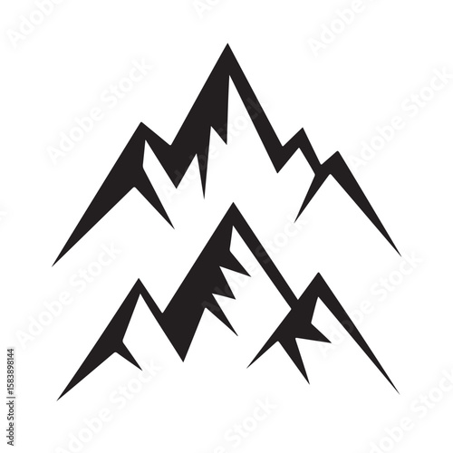 Black Mountain Silhouette Vector Illustration – Abstract Sharp Peak Design for Logo, Outdoor Branding, and Nature-Themed Artwork