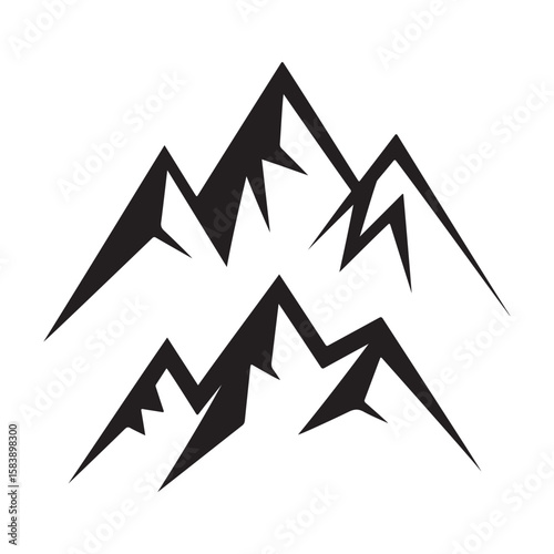 Black Mountain Silhouette Vector Illustration – Abstract Sharp Peak Design for Logo, Outdoor Branding, and Nature-Themed Artwork