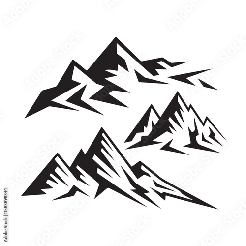 Black Mountain Silhouette Vector Illustration – Abstract Sharp Peak Design for Logo, Outdoor Branding, and Nature-Themed Artwork