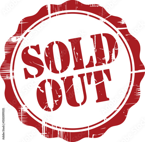 Grunge Red Sold Out Stamp Icon – Circular Vintage Style Label