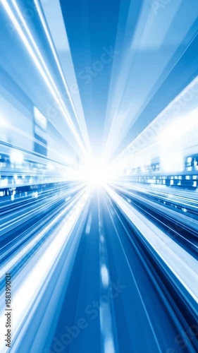 Abstract image of motion blur, radiating lines of blue and white