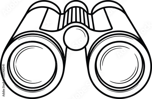 Binoculars Line Icon – Outline Vector for Search, Vision, and Exploration Concepts