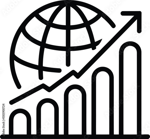 Global Growth Chart Icon – Rising Business Economy Graph