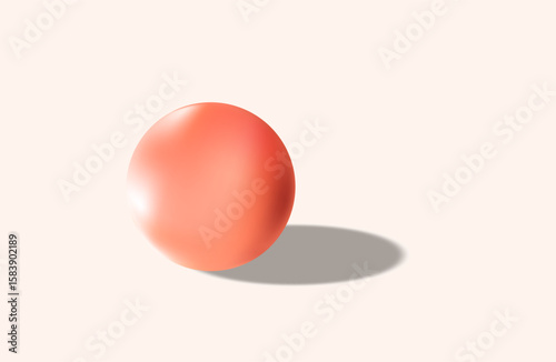 Pink orange  bubble isolated on light transparent background. Bead, pearl or crystal ball.
Glycerin, glutathione or collagen oil drop. Cherry or strawberry bubblegum. Vector realistic illustration.