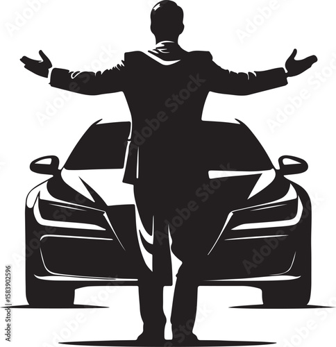 Businessman presenting luxury automobile suit