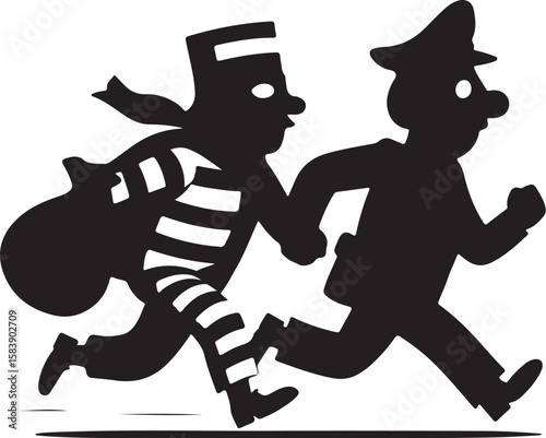 Prisoner escaping police pursuit running chase