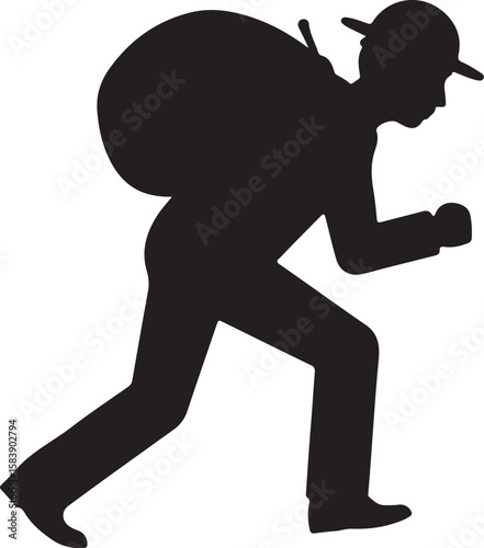 Silhouette of a person carrying a large sack vector