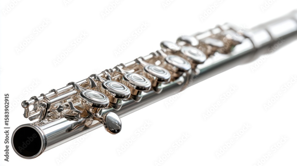 Fototapeta premium Close-up of a silver flute