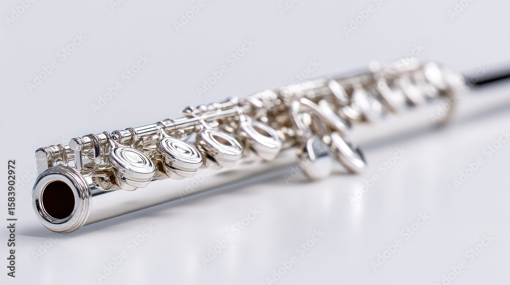 Fototapeta premium Close-up of a silver flute (1)