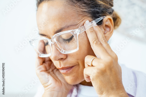 Fotografija Beautiful adult woman relaxing at home after a stressful day – Real-life moment