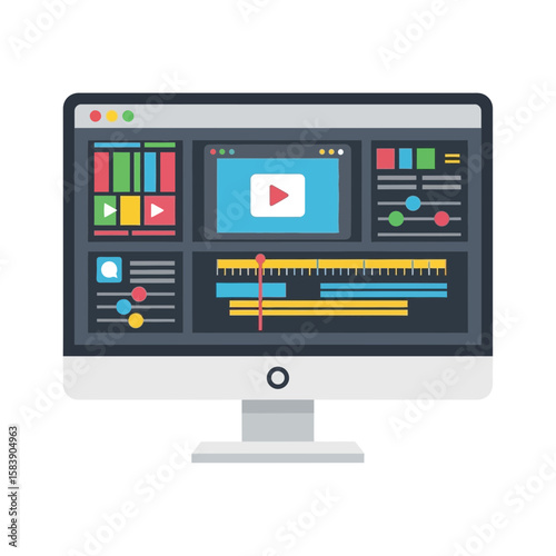Computer screen showing video editing software interface with timeline and controls.