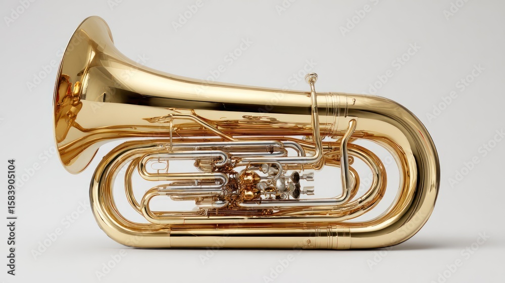 Obraz premium Polished brass tuba profile