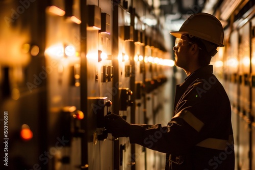 Electrical engineer working in power control room