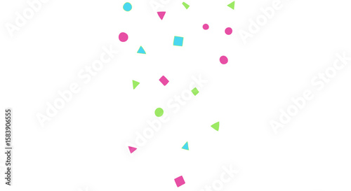 Vibrant Falling Geometric Shapes on White Background for Celebrations, Design, and Festive Events