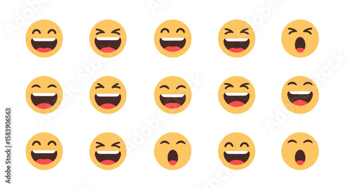 Collection of Laughing and Yawning Yellow Emoji Icons