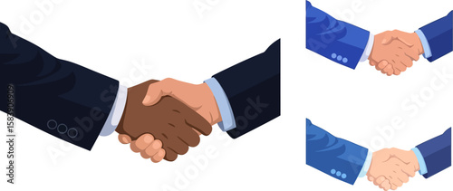 Diverse business professionals shaking hands in agreement and partnership