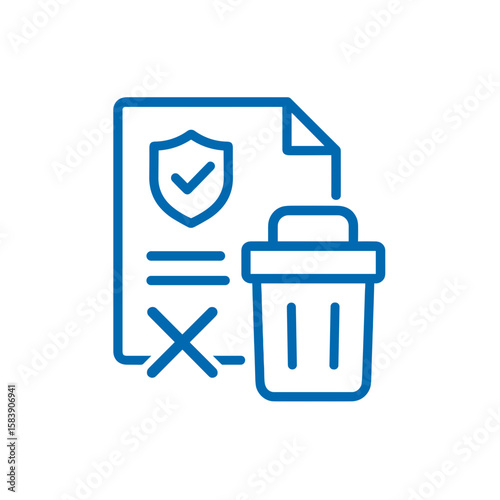 Data and Documents Icon with Trash Can and Approved Paperwork  