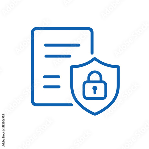 Data and Documents Icon featuring secure shield with lock  
