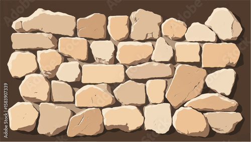 Stone wall background. Texture of stonework wall. Vector illustration of a stone wall. 