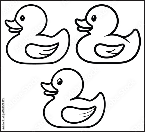 Rubber Duck Outline Icon Set