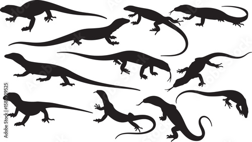 Monitor Lizard Silhouettes Vector Pack