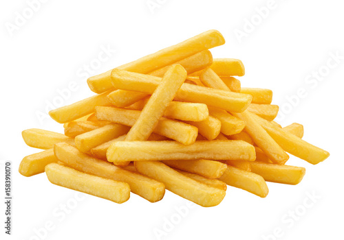 Isolated Golden Pile of Crispy French Fries