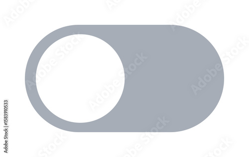 Modern flat-design gray toggle switch in the OFF state. Editable vector for UI design, apps, and web interfaces. Inspired by interactive toggle animations commonly used in modern web design.