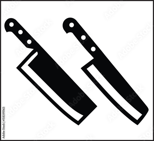 Meat Cleaver Butcher Knife Silhouette Icons