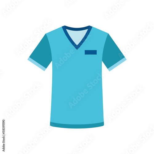 Blue Medical Scrub Top Isolated on White Background Illustration