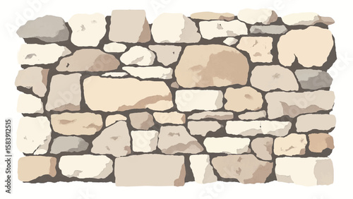 Stone wall background. Texture of old stonework wall. Vector illustration of a stone wall. 