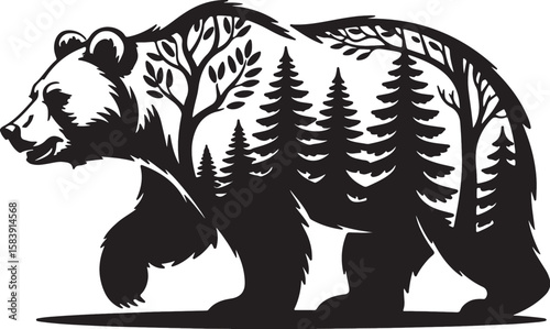 Black bear vector illustration, a wild mammal head design for a tribal tattoo or logo