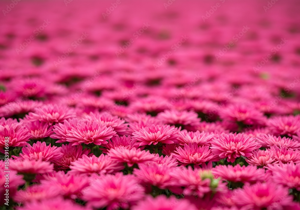 Fototapeta premium Close-up of Vibrant Pink Chrysanthemum Flowers Floral Field, Blossom, Petals, Bloom, Nature's Beauty, Botanical Garden.