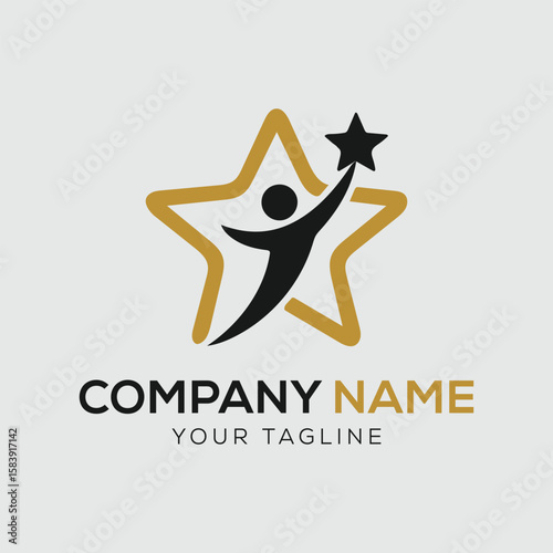 Business team group reaching goal together logo vector design. People star logo. Creative Education Logo with Star and Graduation Cap.	
