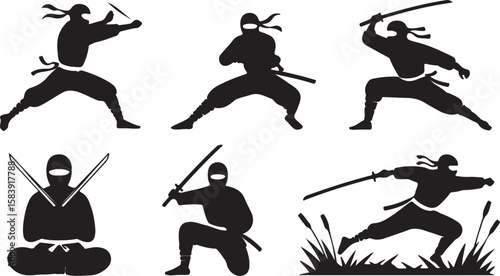 Mastering the Art of Stealth A Collection of Ninja Silhouettes