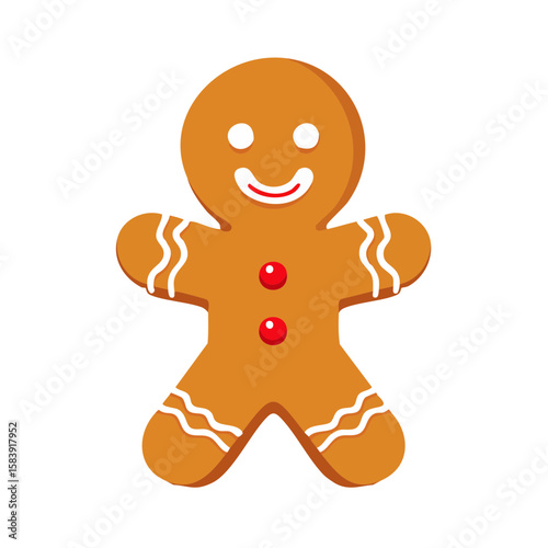 A charming gingerbread man with a joyful expression and festive decoration