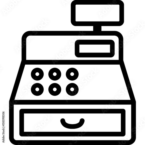 Play cash register outline icon vector