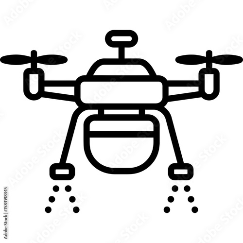Drone crop sprayer outline icon vector