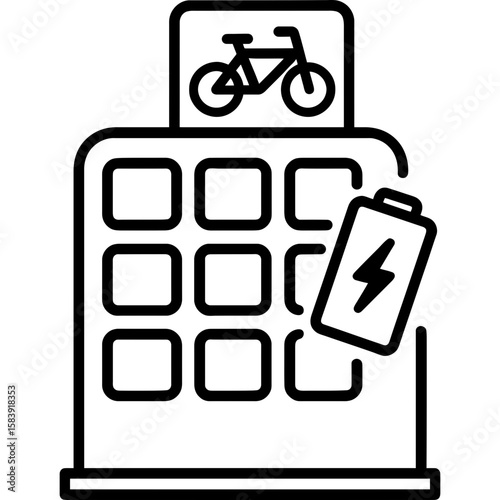 E-bike battery swap station outline icon vector