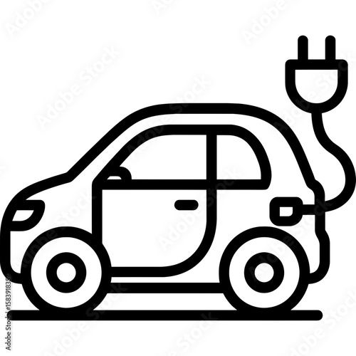Compact electric city car outline icon vector