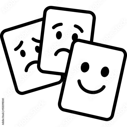 Emotion cards set outline icon vector