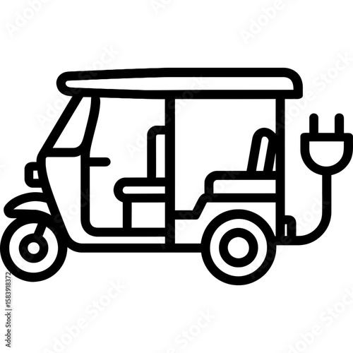 Electric tuk-tuk outline icon vector