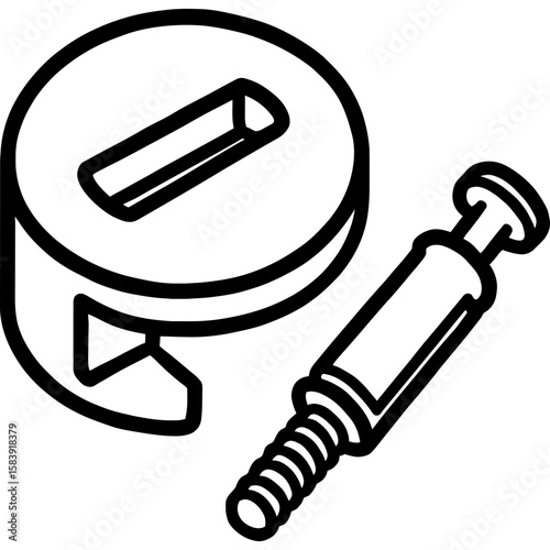 Furniture cam lock outline icon vector