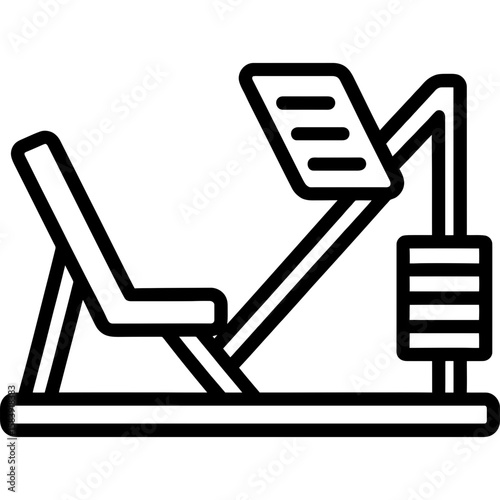 Leg press machine outline icon vector