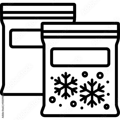 Freezer bags with labels outline icon vector